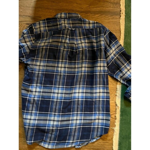 New w Tags ret $55 Izod Blue Gray Plaid Flannel Shirt sz L Men’s Cozy Warm NWT - Picture 3 of 5